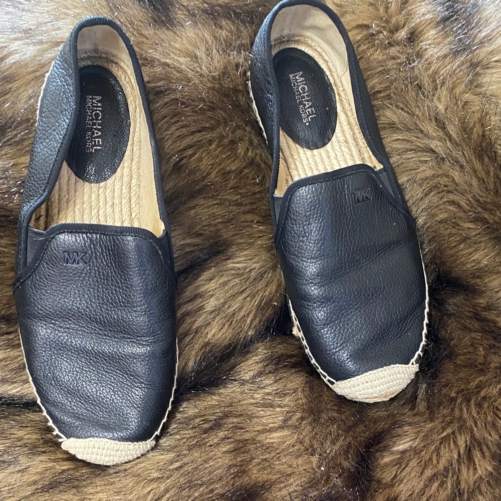 Michael Kors Black Leather Espadrilles
